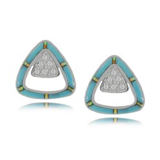 Turquoise Earrings in Sterling Silver with Australian Opal - Triangular Studs