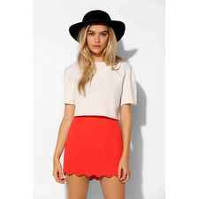 Cooperative Crepe Scallop-Hem Mini Skirt