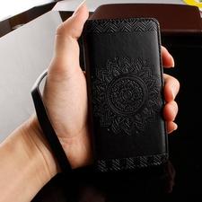 Beautiful Paisley Flower Mandala Henna Floral Pattern Leather PU Phone Case for Apple iPhone