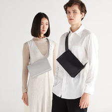 Unisex Black Leather Sling Bag