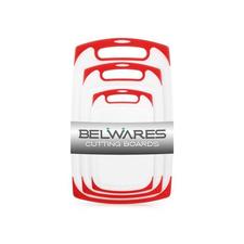 Plastic Cutting Boards Set of 3, Dishwasher Safe Reversible Cutting Boards with Non-Slip Feet & Deep Drip Juice Groove for Chopping Foods