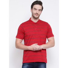 Red Stripe Collar T shirt