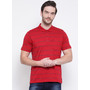 Red Stripe Collar T shirt