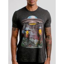 UFOs - Multicolor on Heather Black Triblend Mens T Shirt - Curbside Clothing