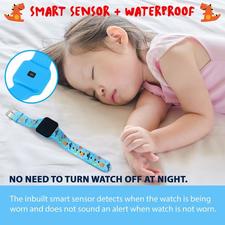 Potty Training Timer Watch with Flashing Lights and Music Tones - Water Resistant, Rechargeable, Dinosaur Pattern Colorful Band - Athena Futures Inc.