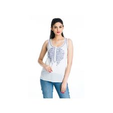 Blue Jazzy Sleeveless Paisley Cotton Chikankari Embroidered Women's Tops Online Extra Large