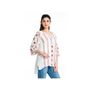 Off White Geometric Stripe Mirror Work Embroidered Floral Misses Top for Women Online Small