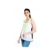 Chartreuse Jazzy Sleeveless Paisley Cotton Chikankari Embroidered Women's Top Online Large