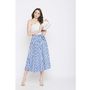 Women Rayon Striped Skirt A-Line High Waist Midi Skirt With Belt