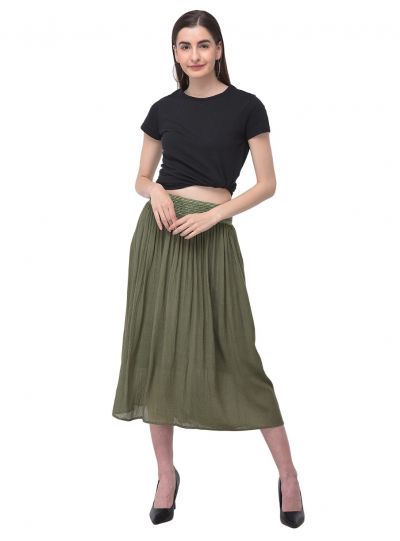 Women Rayon Skirt Solid Gau...