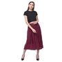 Women Solid Skirt Rayon Gauze High Waist Midi Dress Skirt