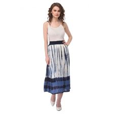 Women Tie Dye Skirt Rayon Strip Midi Dress High Waist Girls Skirts