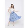 Women Rayon Striped Skirt A-Line High Waist Midi Skirt With Belt