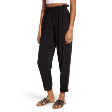  Paperbag Waist Ankle Pants, Main, color, BLACK