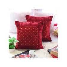 Polydupion Solid Zari Brocade Square Cushion Cover