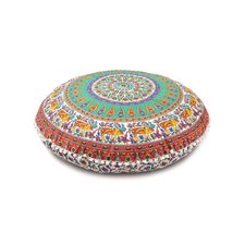 Floral Deer Printed Boho Decorative Round Mandala Floor Pillow Cases Cotton Cushion Cover