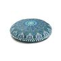 Blue Paisley Decorative Cotton Round Floor Cushion Cover 32
