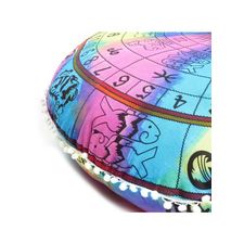 Multi Color Zodiac Printed Decorative Cotton Round Floor Cushion Cover 32