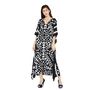 White Geometric Design Plus Size Kaftan Dress for Women Full Length Maxi Kimono Online
