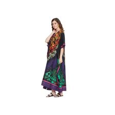 Mulit Colour Polyester Floral Print Long Maxi Kaftan