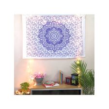 Purple Cotton Printed Lotus Mandala Wall Hanging Poster Online