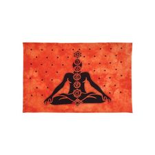 Orange Cotton Printed Meditation Chakras Wall Hanging Poster Online