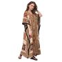 Women Kaftan African Geometric Print Beige Caftan Hippie Style Plus Size Maxi Dress