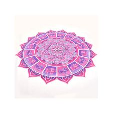Purple Boho Elephant Roundie Picnic Beach Throw Blanket Beach Towel Yoga Mat Throw Tapestry 72