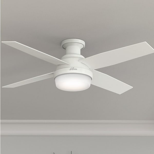  52" Dempsey Low Profile Ceiling Fan with LED Light Kit and Handheld Remote - Fresh White