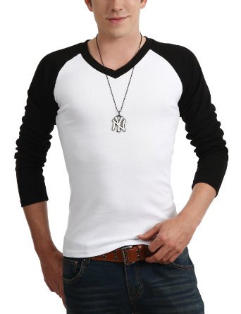 Amazon.com: Doublju Mens Casual Long Sleeve Raglan Baseball Round Neck T-shirts: Clothing