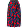 Leaf Print Spliced Midi Skirt