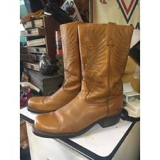 Vintage Acme Bicentennial Tooled Tan Leather Boots Size 10D image 0