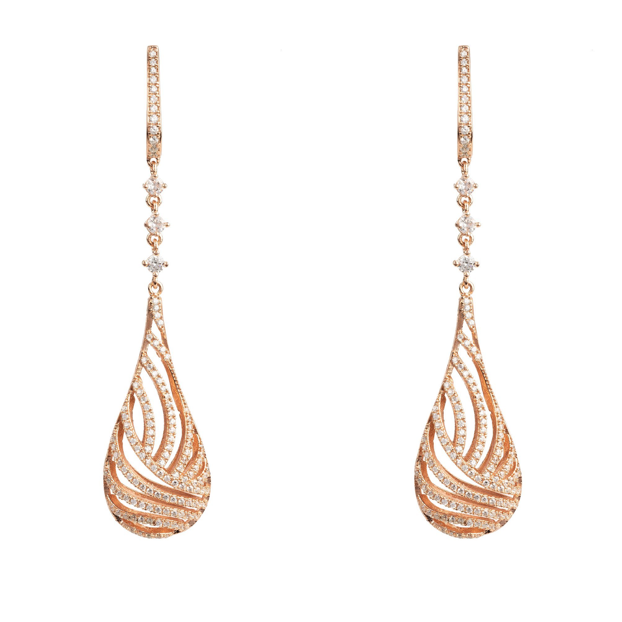 Glistening Dewdrop Earrings in Rose Gold Plating