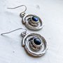 Milky Way Earrings - Spiral Silver Dangle Earrings With Labradorite