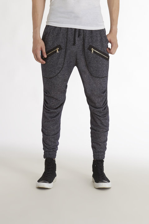 French Terry Ruched Knee Jogger Pants - Seize & Desist - JackThreads