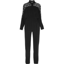 Roland MouretMalachite lace-paneled crepe jumpsuit