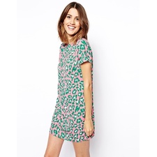 Shift Dress In Pastel Animal Print