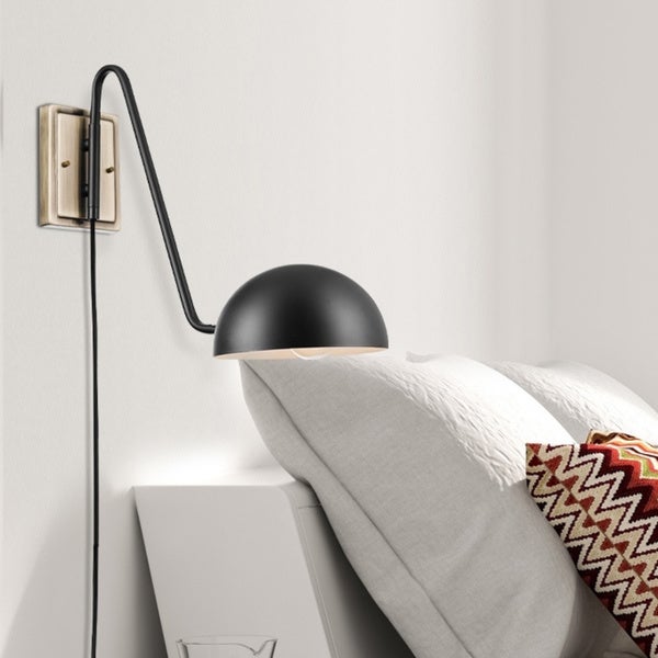 Chris Matte Black 1-light Plug-in Wall Sconce