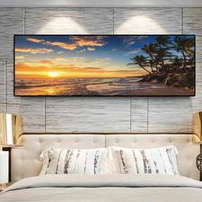 HQ Canvas Print Sunsets Natural Sea Beach Coconut Palm Panorama Landscape Canvas Painting Posters and Prints