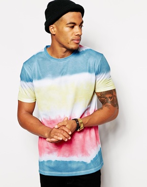 ASOS T-Shirt With Tie Dye Print And Mesh Skater Fit