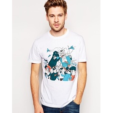 Lacoste Live T-Shirt with Gator War Cartoon Print