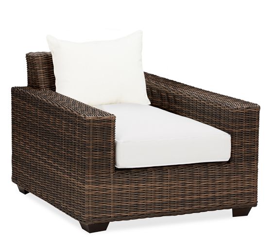 Torrey All-Weather Wicker Square Arm Occasional Chair | Pottery Barn