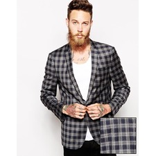 ASOS Slim Fit Blazer In Plaid 