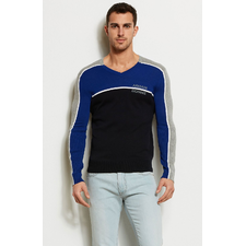 Colorblock Logo V-neck Sweater - Sweaters - Mens - Armani Exchange