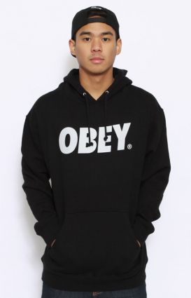 Obey Front Pullover Hoodie - Black