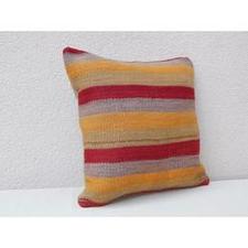16x16'' Striped Boho Kilim Rug Throw Pillow Cover Handwoven Tribal Kelim Kissen