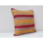 16x16'' Striped Boho Kilim Rug Throw Pillow Cover Handwoven Tribal Kelim Kissen