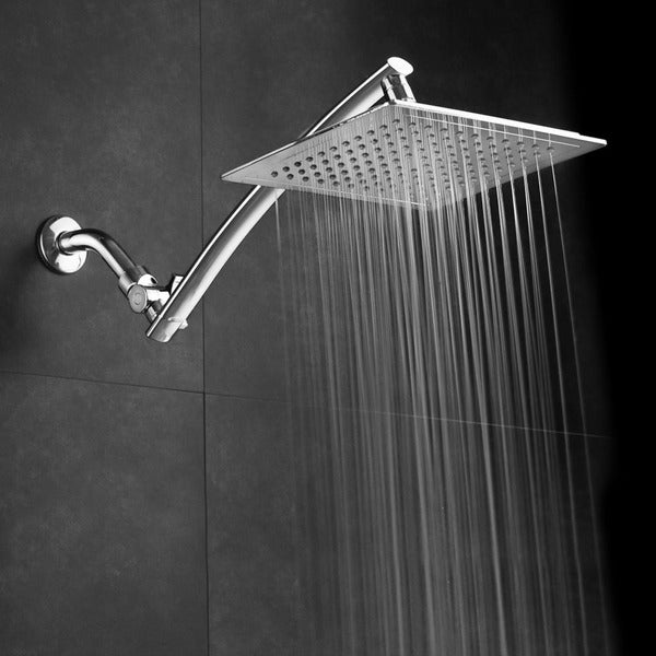 Razor Mega Size 9-inch Chrome Face Square Rainfall Shower with Arch Design and 15-inch Stainless Steel Extension Arm