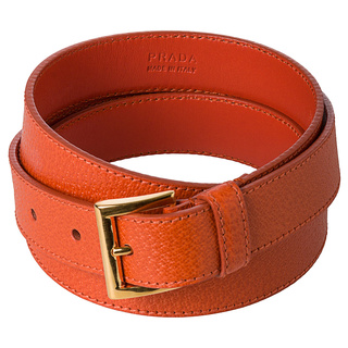 Prada 'Cinghiale' Orange Textured Leather Belt