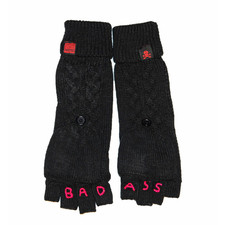 Bad Ass Long Fingerless Gloves- Black